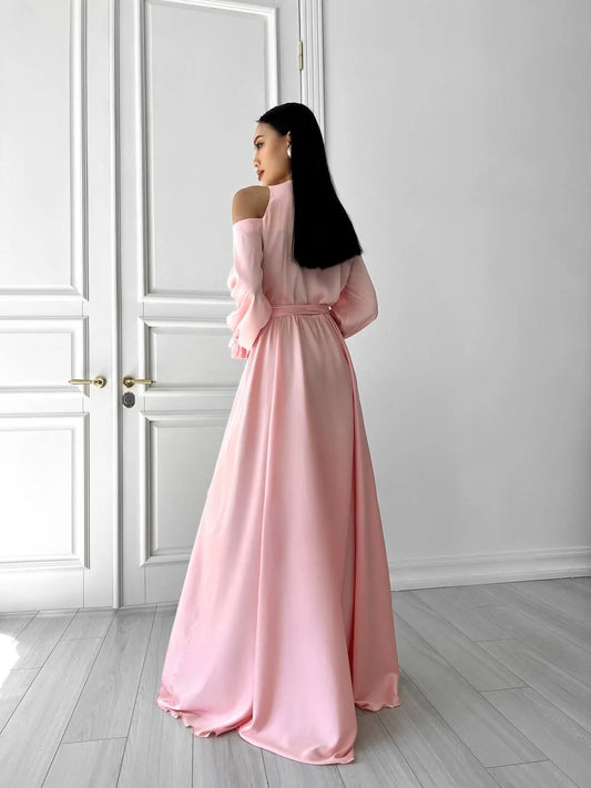 Pink Color Dress Shoulders Cut