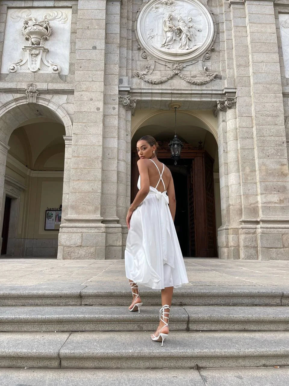 White Dress With Back Ribbon