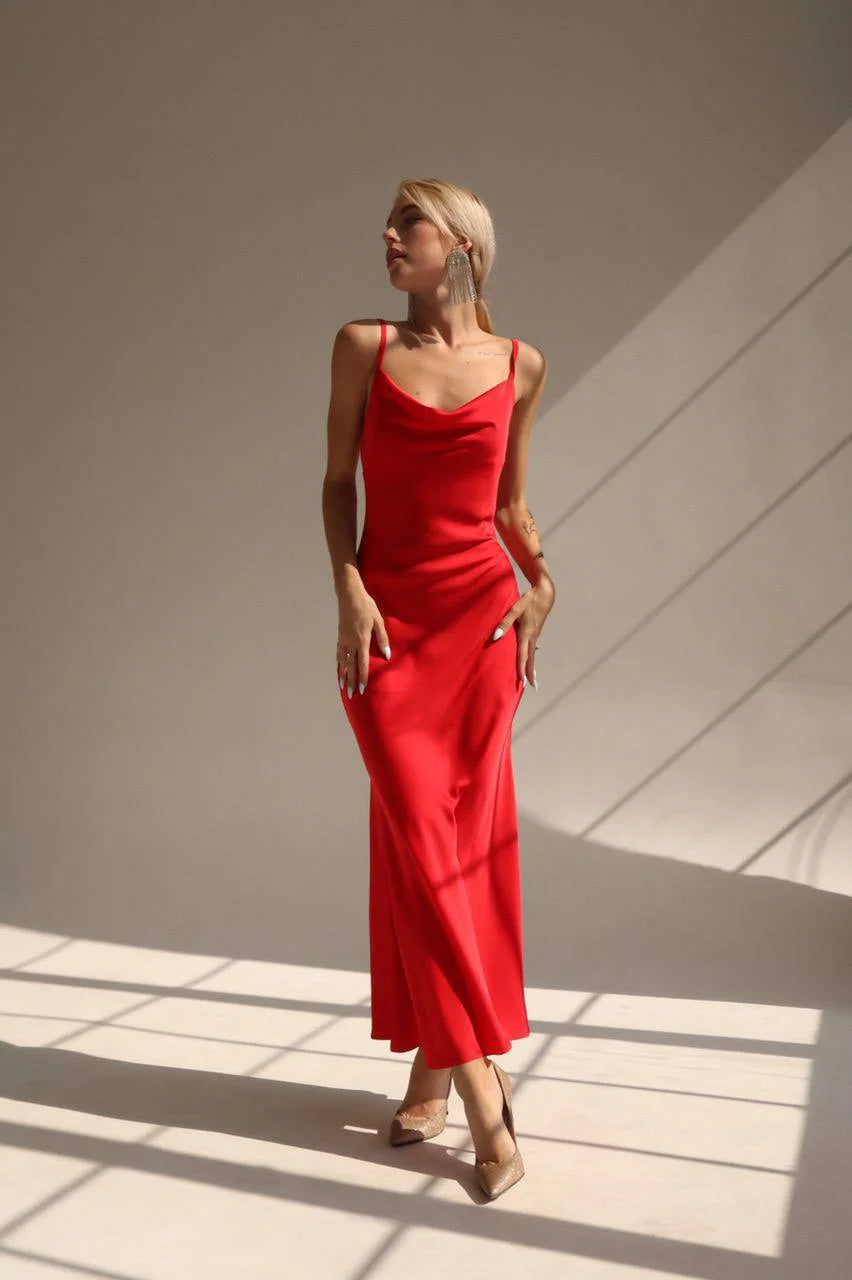 Red Long Dress Classic Midi